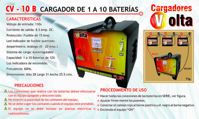 Cargador de 1-10 Bat. 12 V