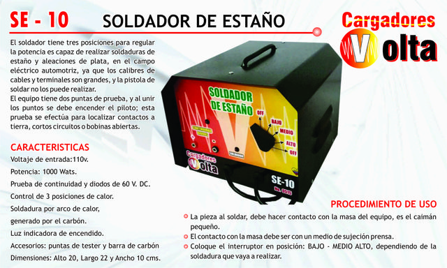 soldador de estaño con tres posiciones de calor