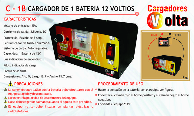 cargador de 1 batería a 12 voltios (Nueva presentación)
