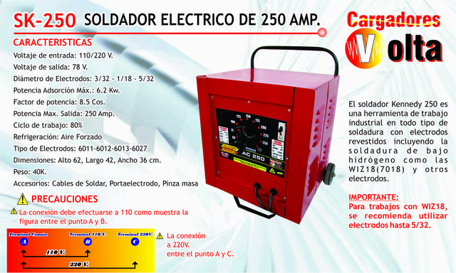 SOLDADOR ELÉCTRICO 250 AMPERIOS